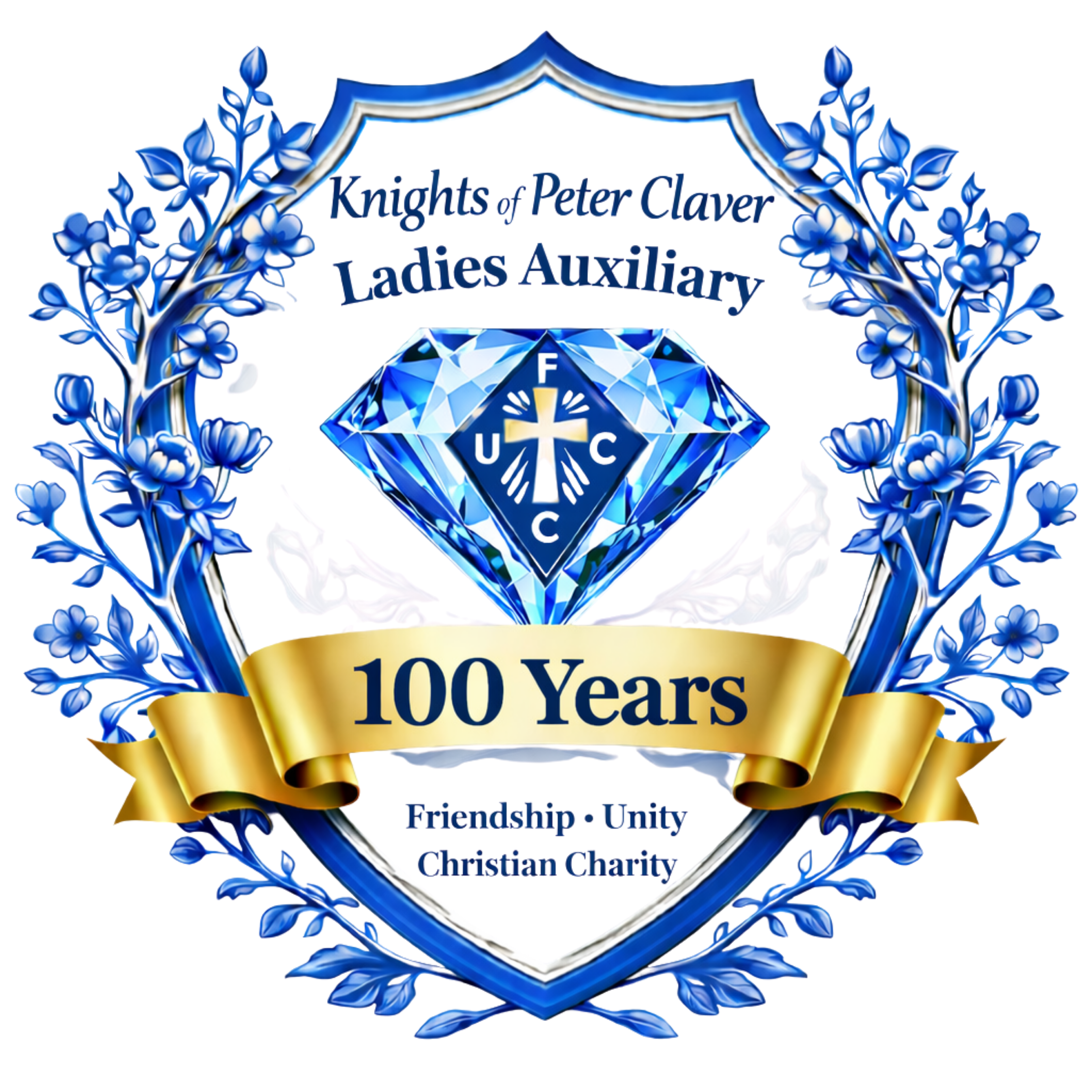 Volunteers pose in front of apple box